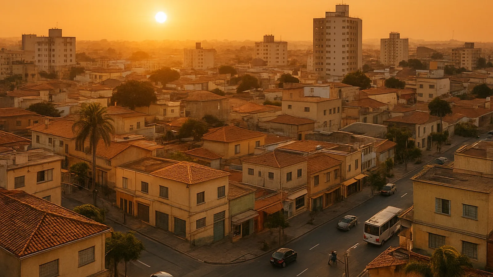 Paisagem urbana genérica representando Montes Claros