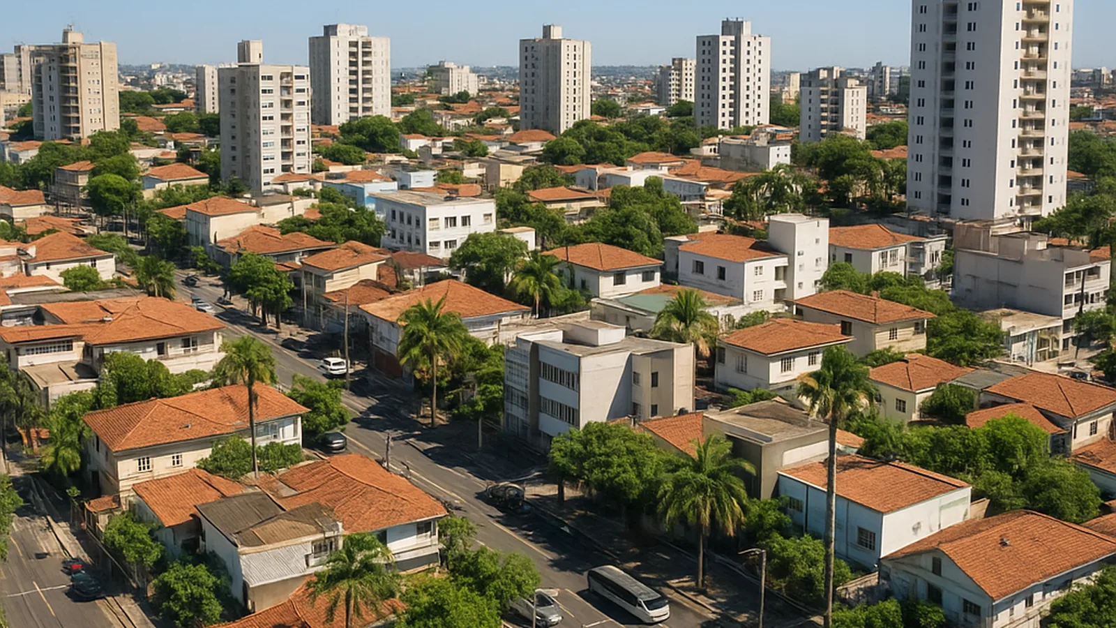 Paisagem urbana genérica representando Nova Lima