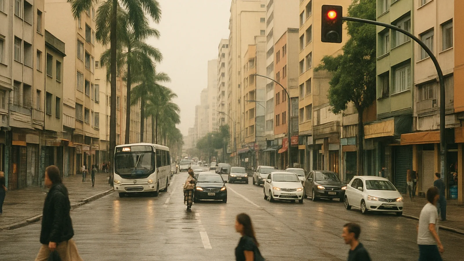 Paisagem urbana genérica representando Curitiba