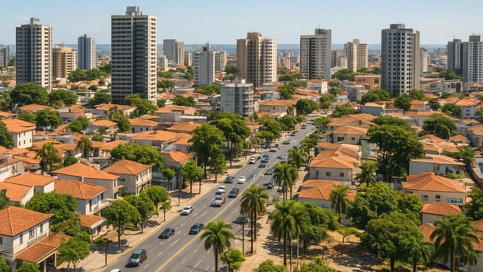 Paisagem urbana genérica representando Porto Alegre