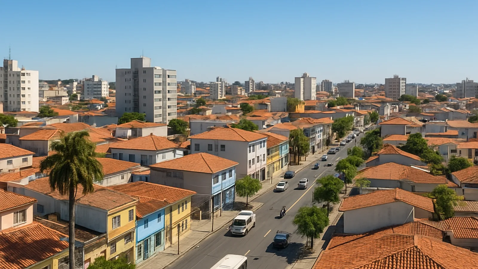 Paisagem urbana genérica representando Santa Maria