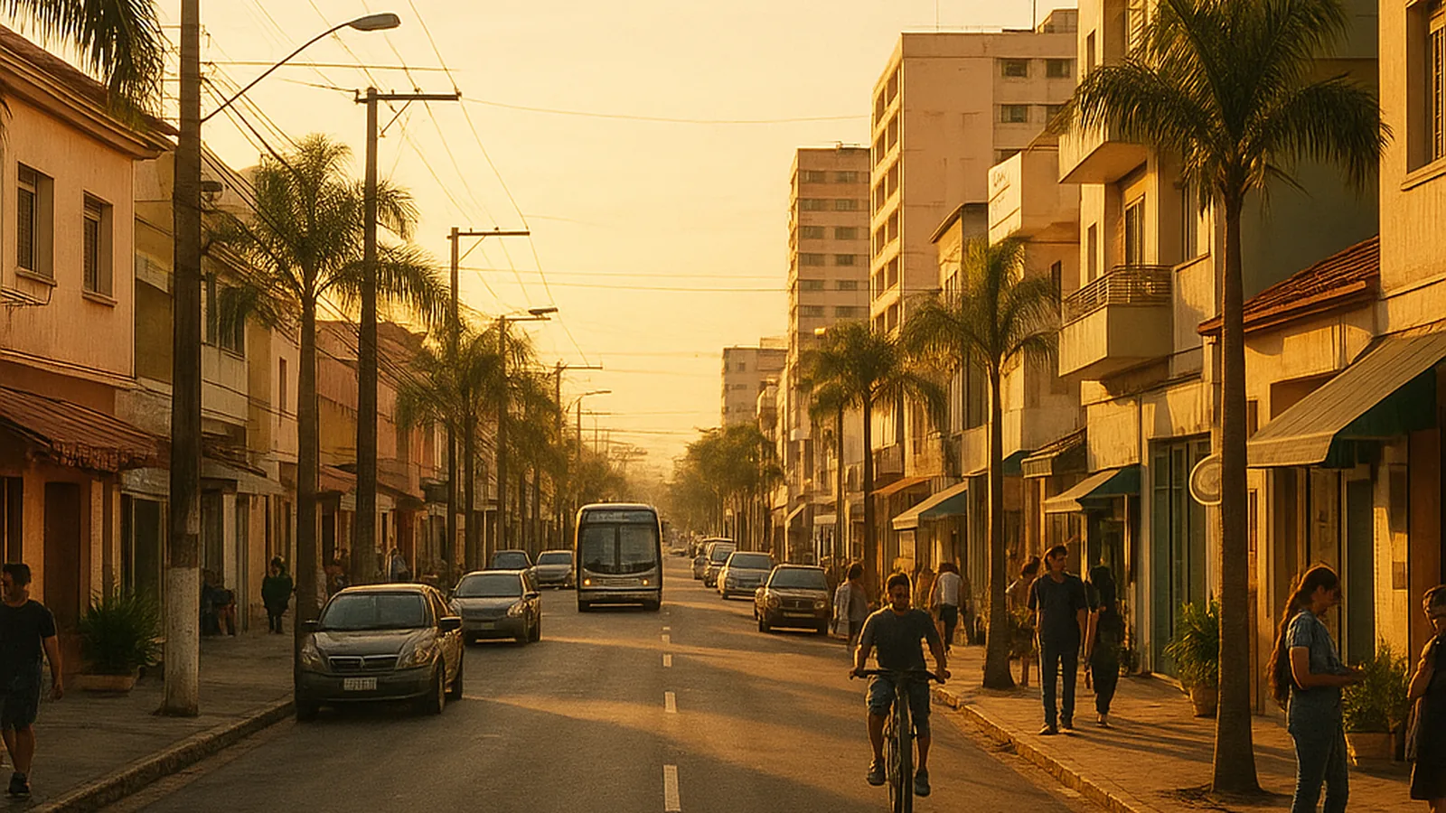 Paisagem urbana genérica representando Porto Feliz