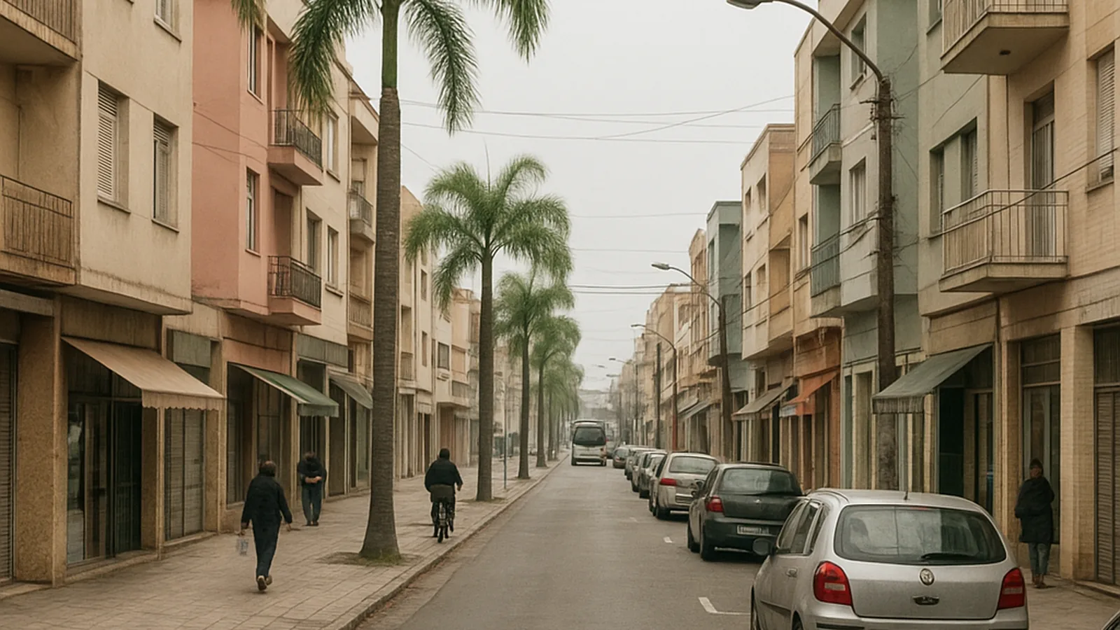 Paisagem urbana genérica representando Santos