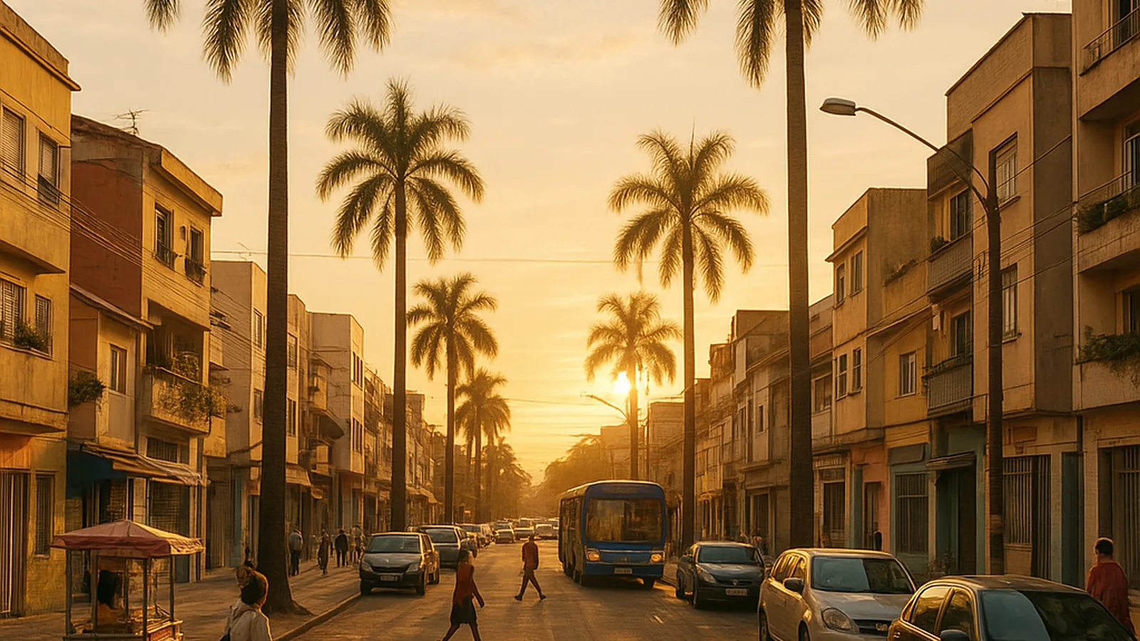 Paisagem urbana genérica representando São Sebastião